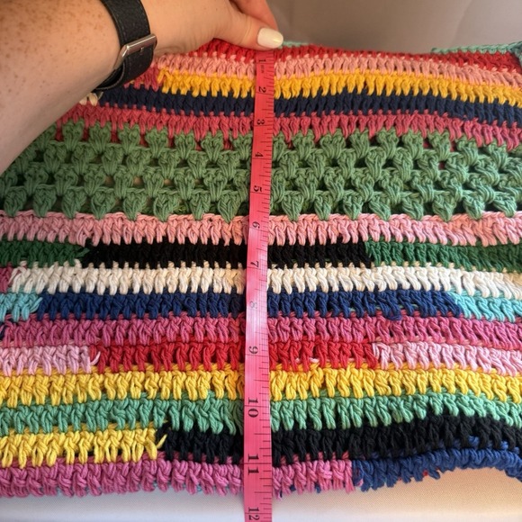 Celia B Rainbow Stripe Crochet Tote Purse Handbag Shoulder Bag Boho Festival NWT - Picture 12 of 12
